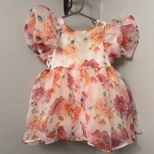 Girls Floral Puff Sleeve Dress